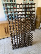 Large wine rack - with wear, small areas of rust, and some parts missing , takes 128 bottles,