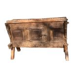 Antique Indian rustic sideboard, originally as a dough bin, 131cm w x 62cm d x 93cm h