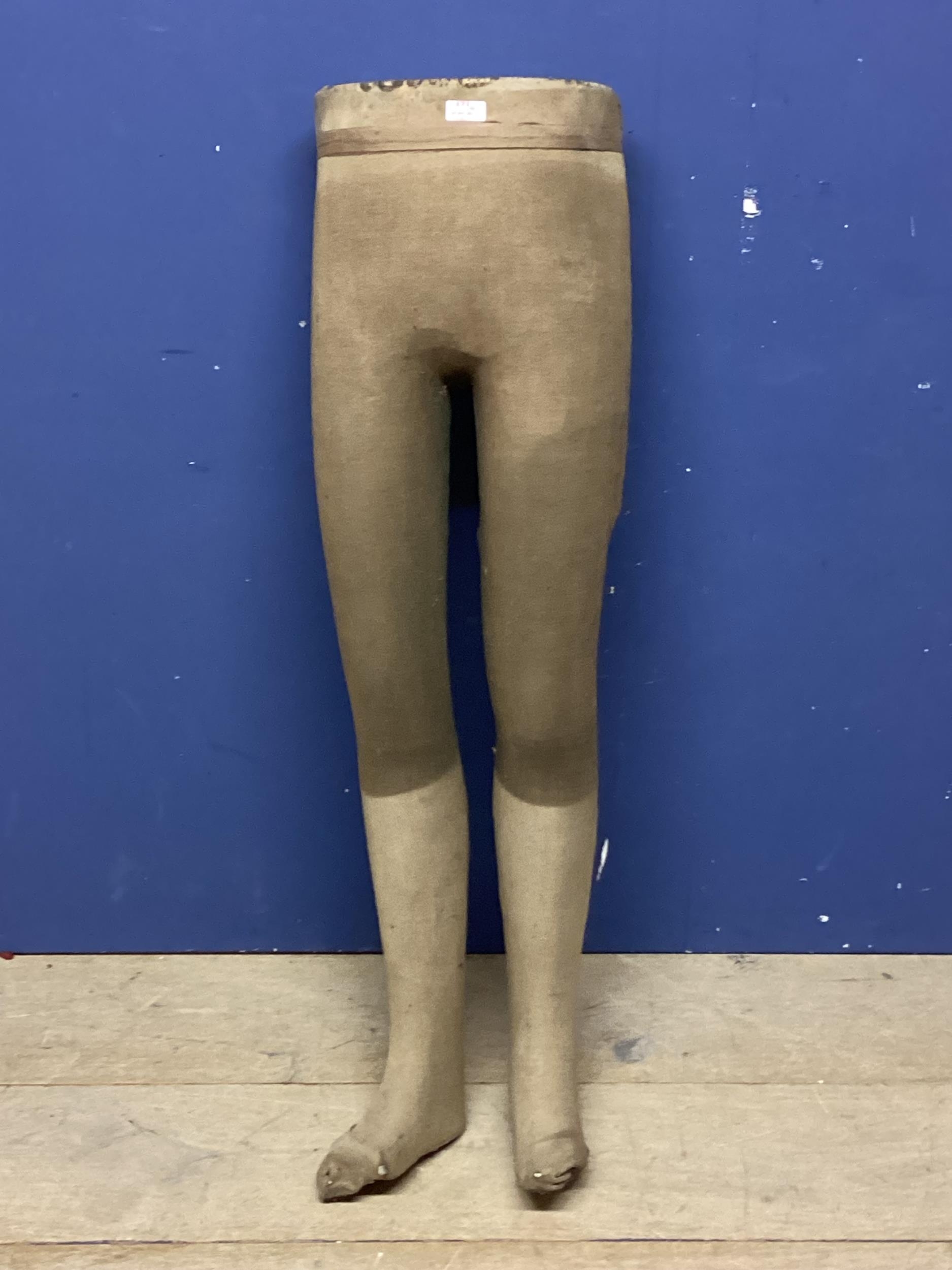 A vintage mannequin base, as found, legs only, ca 11 cm h