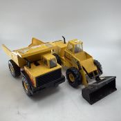 Two 1970x/80s large tin plate Tonka Toys, (tipper truck and bulldozer)