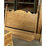 A pine bed frame, 162cm wide, 3ft 6 - 198cm long, (double bed), with turned bobbin and ball bed