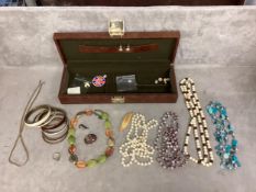 A collection of costume and bead jewellery