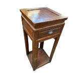 A C19th style Chinese side table or jardiniere stand with single drawer, 91 x 39 x 39cm