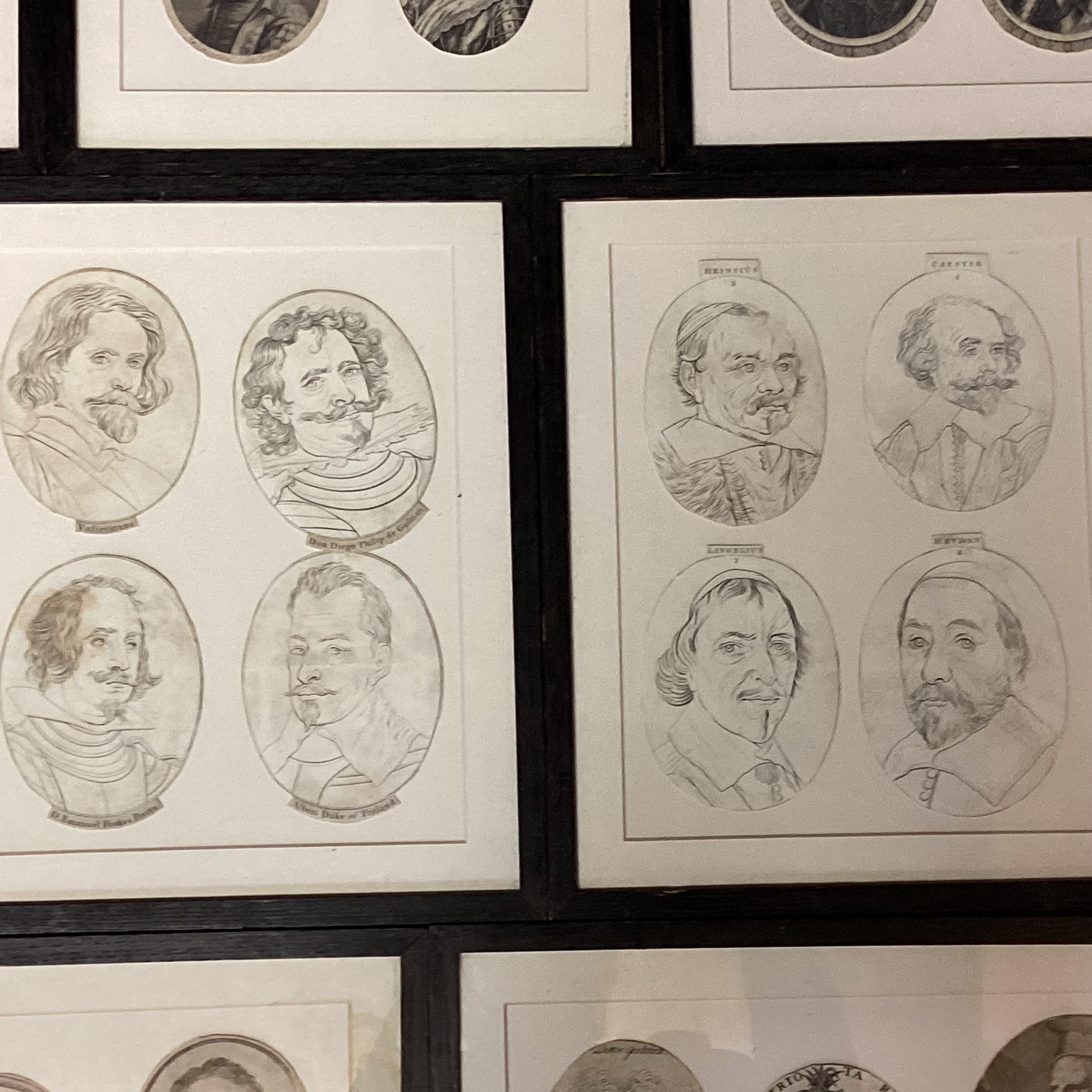 Quantity of framed C19th & C20th portrait prints and pencil sketches of historical figures from - Image 4 of 10