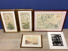 Collection of original artworks and prints to include Victorian watercolour beach scene of Cromer,