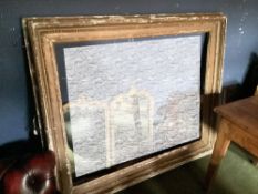 Large gilt picture frame, with much wear 129cmH x 157cmW