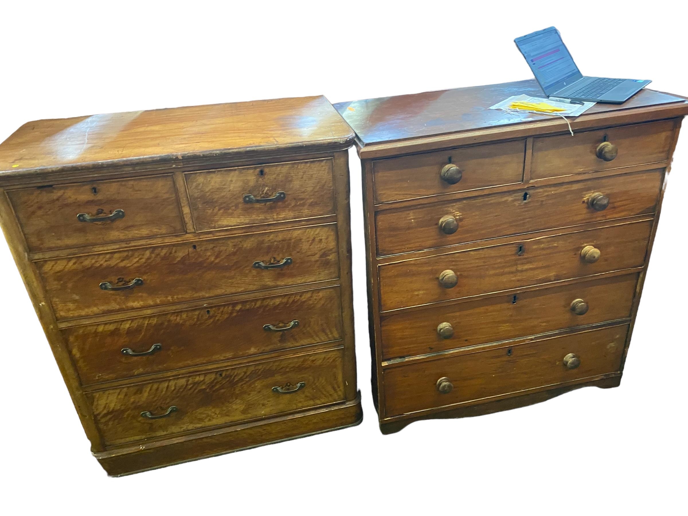 Pine chest of 2 short over 3 long graduated drawers 107cm w x 56 cm d x 125 cm h, and another