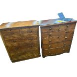 Pine chest of 2 short over 3 long graduated drawers 107cm w x 56 cm d x 125 cm h, and another