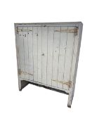 A large white 2 door rustic cupboard, 147cm w x 49cm d x 182cm h