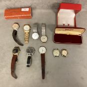 A collection of vintage gents` wristwatches, A Garrard 17 Jewel Incabloc, an Aristo Automatic, An
