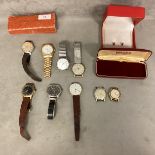 A collection of vintage gents` wristwatches, A Garrard 17 Jewel Incabloc, an Aristo Automatic, An