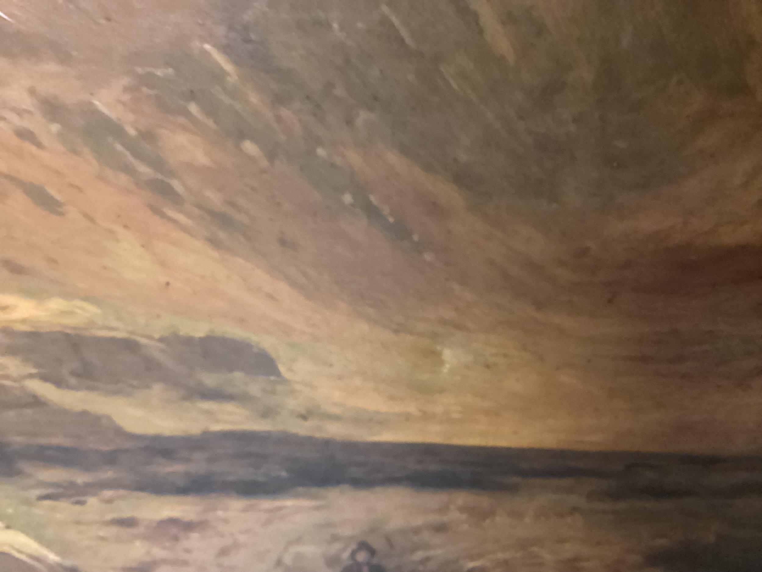 A Scottish School, oil on canvas, two figures walking in a highland scene, in a recessed carved gilt - Image 3 of 7