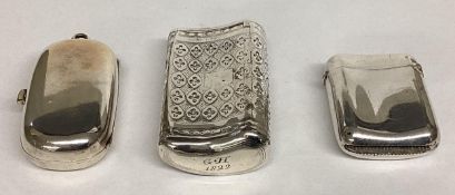 A Sterling Silver Georgian Pocket snuff together with a sterling vesta case and sovereign case.