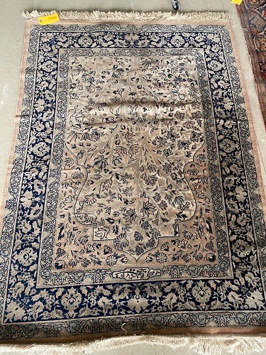Two art silk Indian rugs, larger (202 x 301) and smaller (180x126), both with some wear - Image 2 of 3