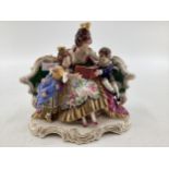 A late C19th Dresden porcelain floral group marked Dresden to underside on a Rococo style base, 20 x
