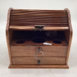 A Tambour fronted mahogany desk top apothecary box. 27cm x 24cm 19cm.