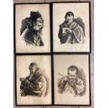 A set of four oriental etching prints
