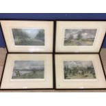 Four prints of hunting scenes, signed lower left, pencil Lionel Edwards, of the Beaufort Hunt, in
