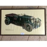 A pair of classic car prints, Lagonda and Bentley, and a quantity of other general pictures and