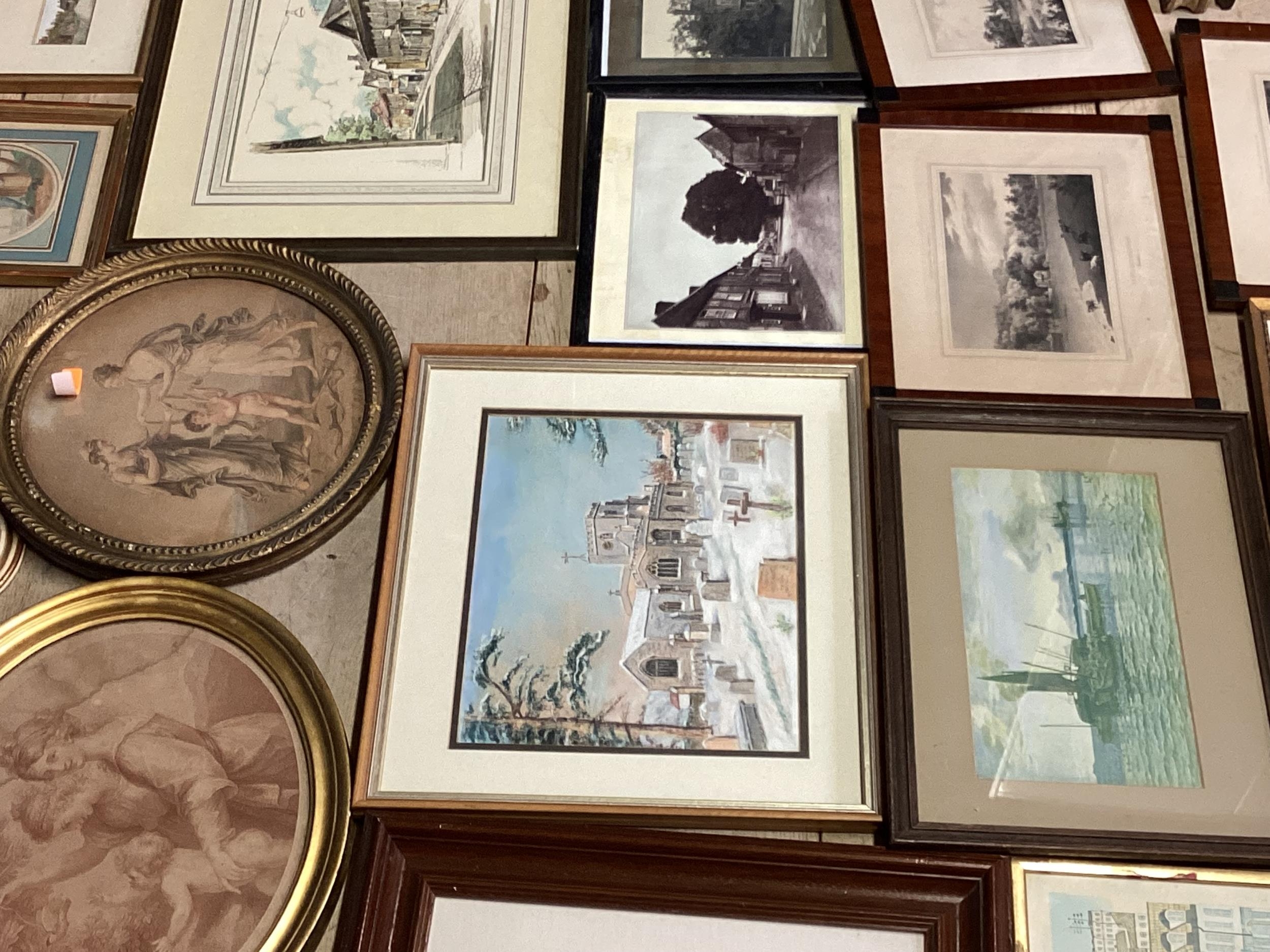 Quantity of many small framed and glazed decorative pictures and prints, many of architectural, - Image 10 of 11