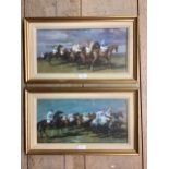 Pair of modern Munnings style prints, in glazed gilt frame , 9 cm x 29c,m