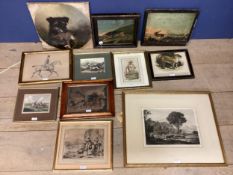 Quantity of various framed and glazed pictures, of animals, hunting, dog portrait, etc, see images