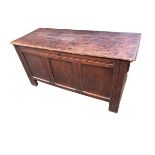 Oak three plank coffer with rising lid 119cmL x 48cmD x 58cmH(much wear) AND an oak gateleg table