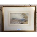 HARRY jOHN JOHNSON (1826 - 1884), Watercolour of river landscape scene, label Verso, "Exhibition of