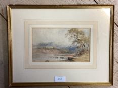 HARRY jOHN JOHNSON (1826 - 1884), Watercolour of river landscape scene, label Verso, "Exhibition of