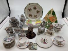 A collection of C20th ceramics to include a Noritake egg shell tea set, Nao figurine, and other