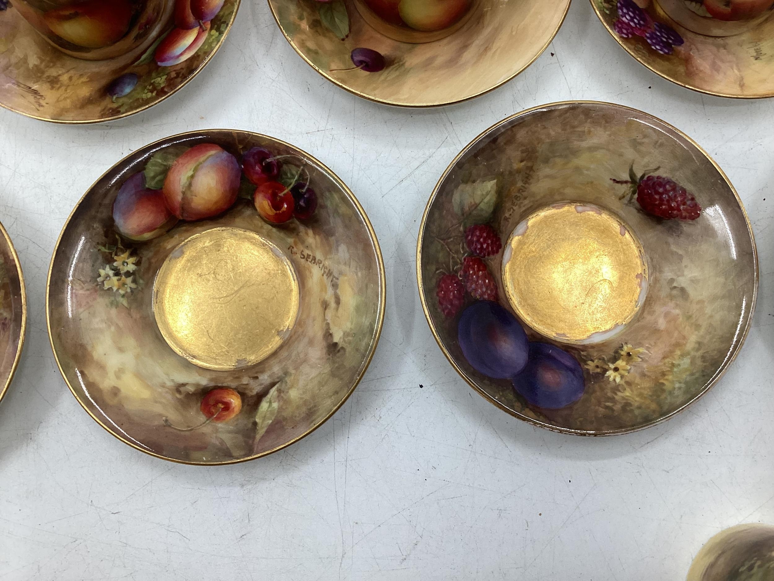 A Royal Worcester part Coffee Service, painted fruits and fauna, to include milk jug, Coffee Pot, - Image 5 of 26