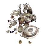 A collection of electroplated wares, wine cooler , candelabra etc together with sterling silver
