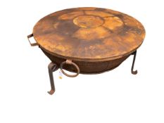 Large Fire pit, with lid and carrying handles - see images, approx 86cm diameter, in used condition