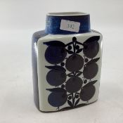 Royal Copenhagen Faience vase of square form with stylised decoration. Printed and impressed marks