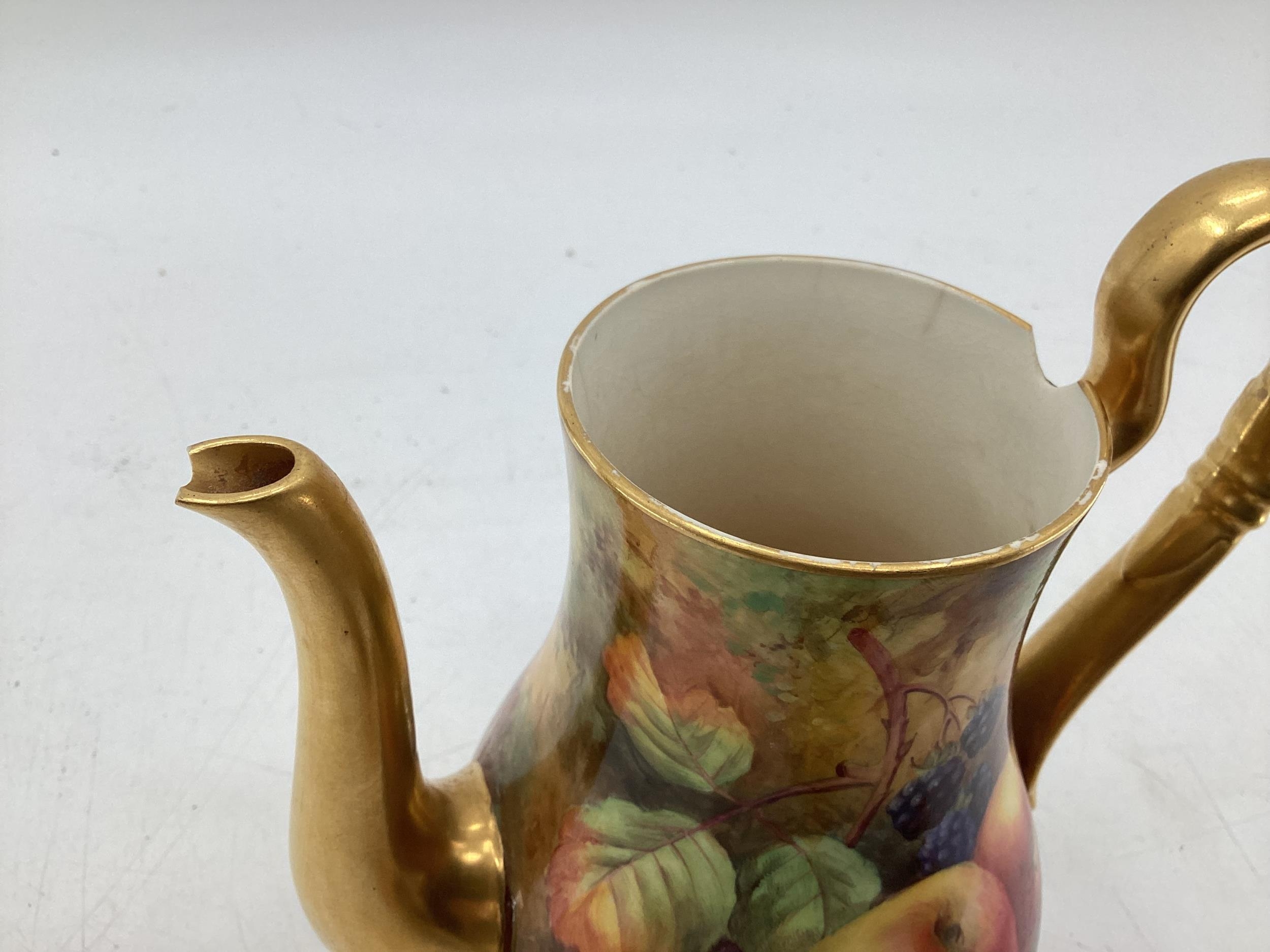 A Royal Worcester part Coffee Service, painted fruits and fauna, to include milk jug, Coffee Pot, - Image 11 of 26