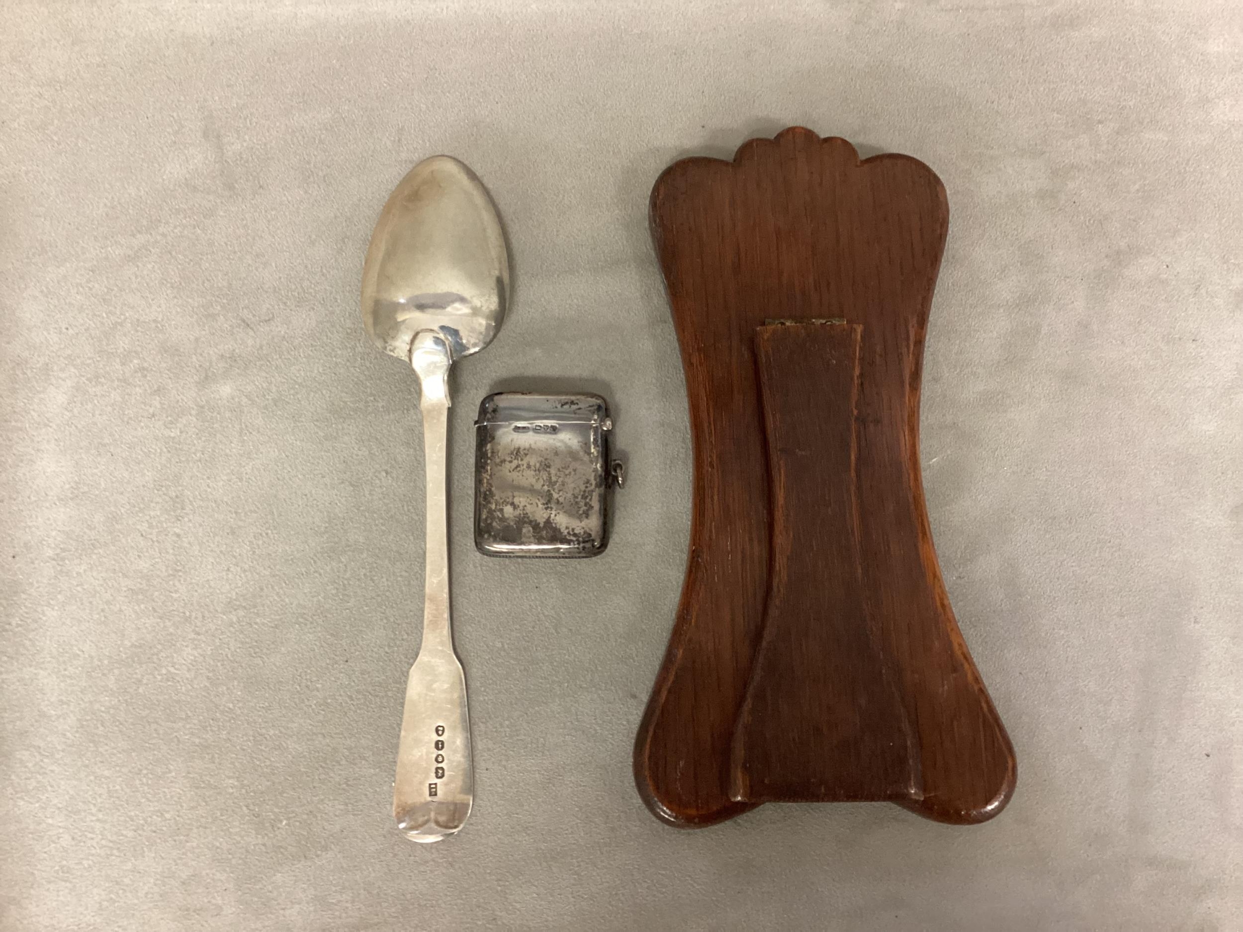 A collection of sterling silver items to include a silver mounted easel backed desk top thermometer, - Image 2 of 4