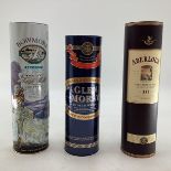 Three boxed bottles of single malt whisky. Aberlour 10 years 40% Vol 70cl. Glen Moray 40% Vol