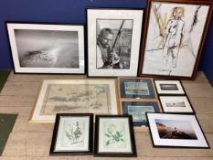a quantity of modern pictures and prints, including a map of the Virgin Islands, black and white