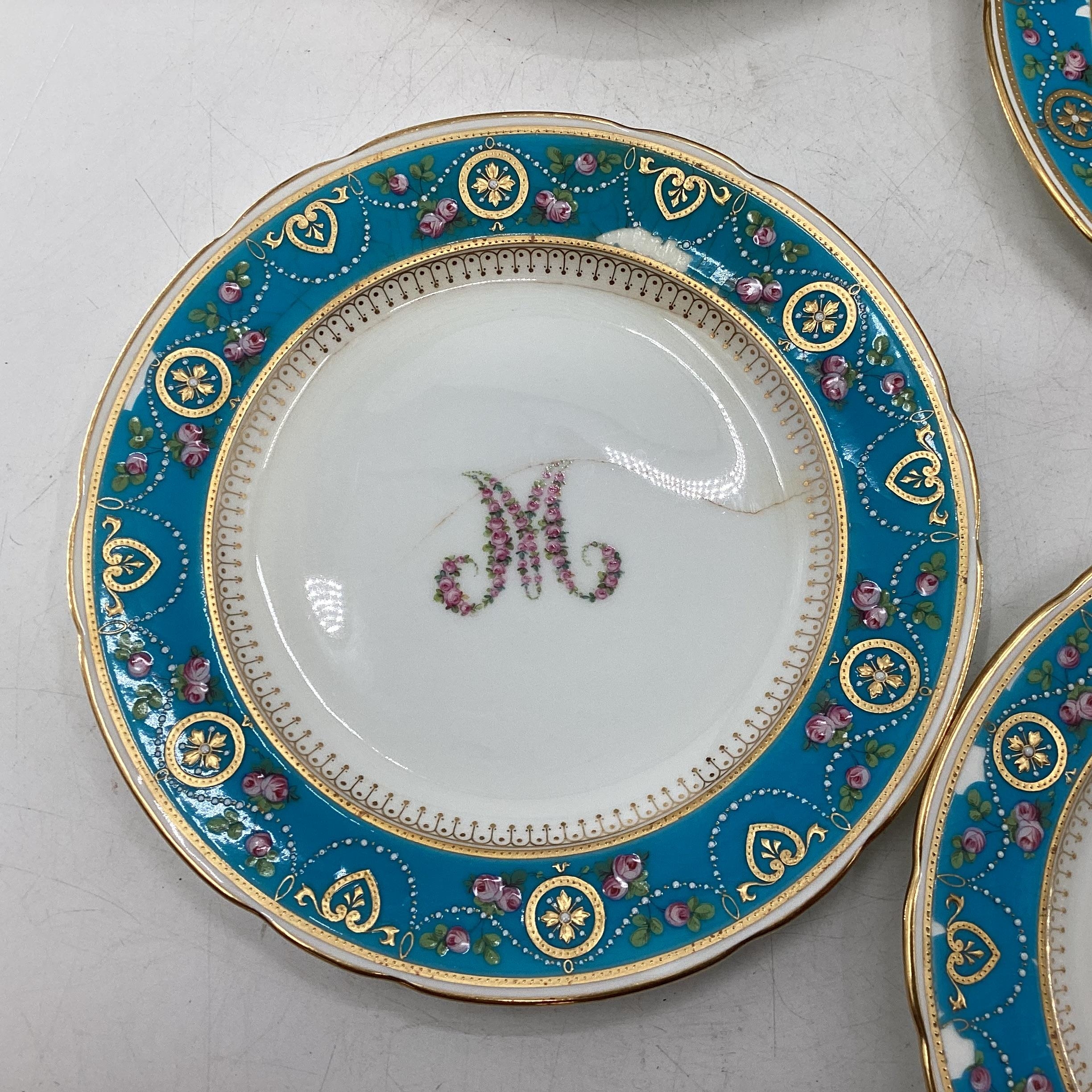 A Minton jewel ware part dining service, Taza(AF) and twelve plates. Retailed by Thomas Goode and Co - Image 3 of 11