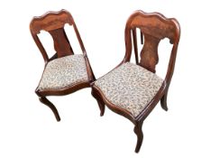 Five single high backed chairs, with various upholstery , including a pair of good continental splat