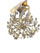 A large, multi branch Chandelier, and a smaller brass multi branch chandlelier
