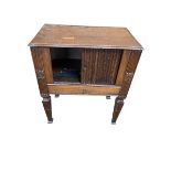 A single drawer oak sidetable with stretchers to base, and two oak hanging shelf units, an oak joint