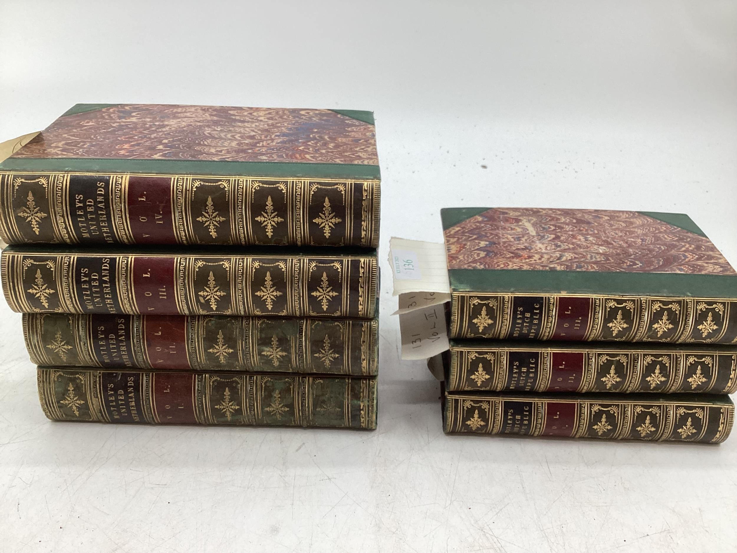 Books, Motley's United Netherlands, pub John Murray London 1860 in 4 Volumes together with Motley'