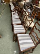 Set of 12 + 2 carvers (14 total) modern reproduction Chippendale style dining chairs with drop in