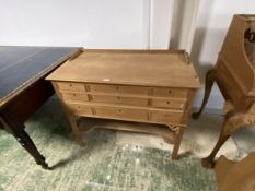 Side table with galleried top, and 9 drawers, Unstained Mahogany pieces, from a deceased estate, a