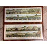 A pair of etching plates, depicting the Liverpool to Manchester Railway 1831, in walnut glazed