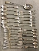 A collection of sterling silver flatware. Georgian and later , various makers. 46ozt.