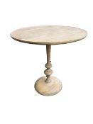 A contemporary circular and lipped topped table, and column base,78cm diam x 77cm H