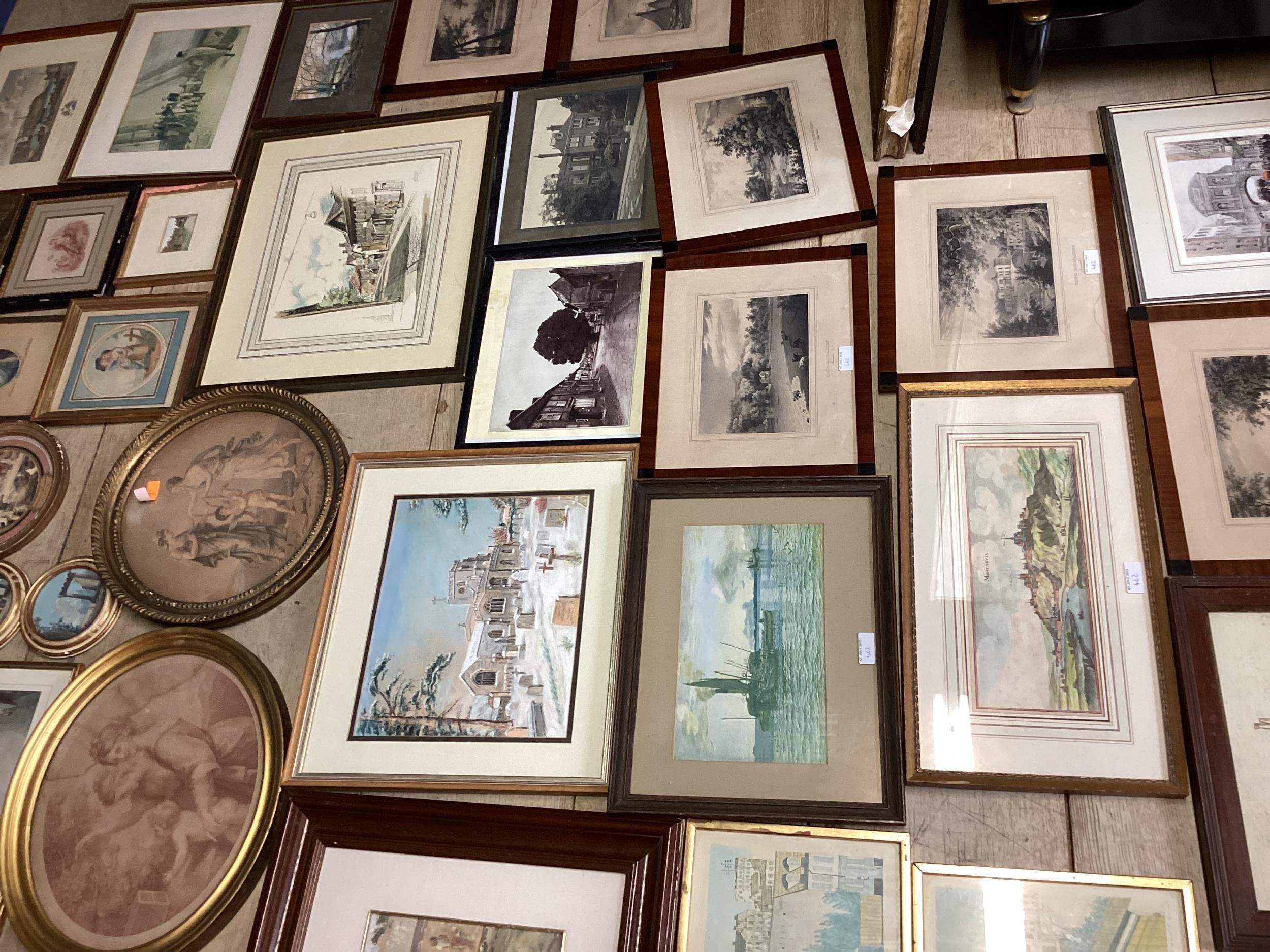 Quantity of many small framed and glazed decorative pictures and prints, many of architectural, - Image 11 of 11