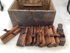 A set of vintage moulding planes various makers, W. Greenslade and others. In grey painted wooden